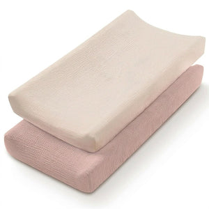 Housse de matelas à langer rose poudré unie lot de 2