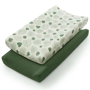 Housse de matelas à langer motif feuilles vertes lot de 2