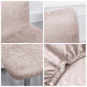 Détails rapprochés de la housse de chaise de bar beige aspect daim