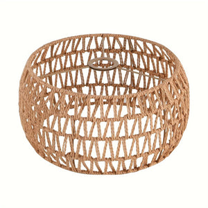 Abat-jour cylindrique en corde tressée beige vu de face