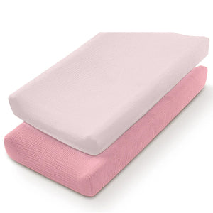 Lot de 2 housses à langer rose blush et rose pâle