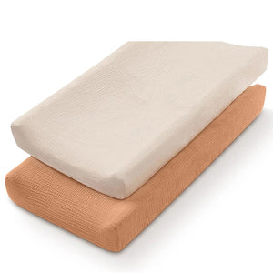 Lot de 2 housses à langer écru et terracotta