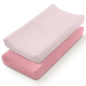 Housse de matelas à langer rose tendre unie lot de 2