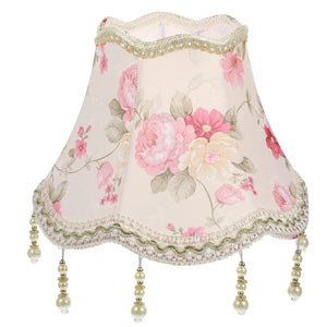 Abat-jour cloche rose tissu à franges perlées européen vintage