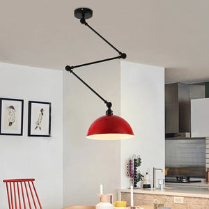 Lampe suspension rouge bras extensible cuisine contemporaine
