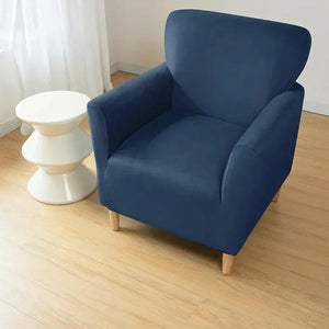 Housse de fauteuil club couleur Bleu foncé installée sur un fauteuil