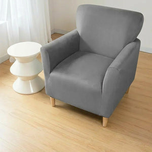 Housse de fauteuil club couleur Gris installée sur un fauteuil