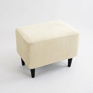 Housse de repose-pieds couleur Beige posée sur un pouf
