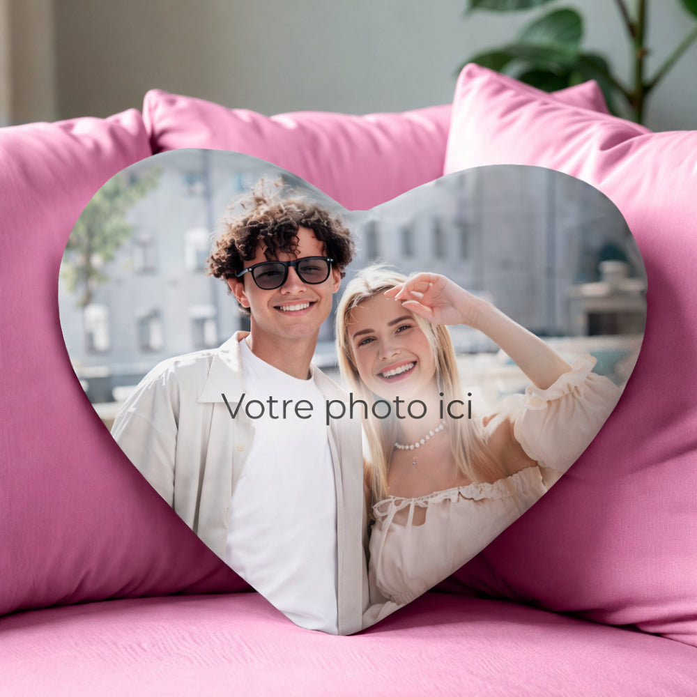 Coussin personnalisé cœur avec photo