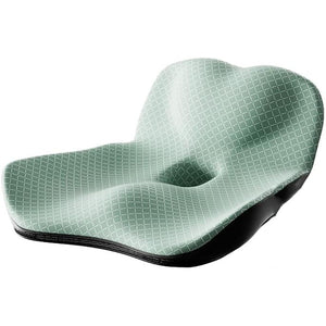 Un coussin orthopédique avec mousse à mémoire de forme, conçu avec des courbes ergonomiques et une surface texturée, offrant un soutien adapté pour améliorer le confort en position assise.