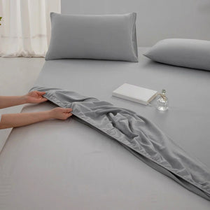 Drap-housse en coton couleur gris