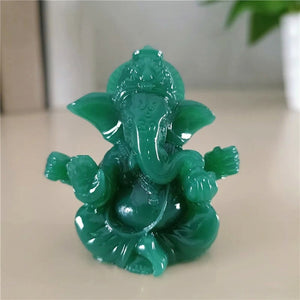 Figurine Ganesha résine verte jade