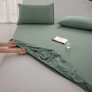 Drap-housse en coton couleur Vert foncé