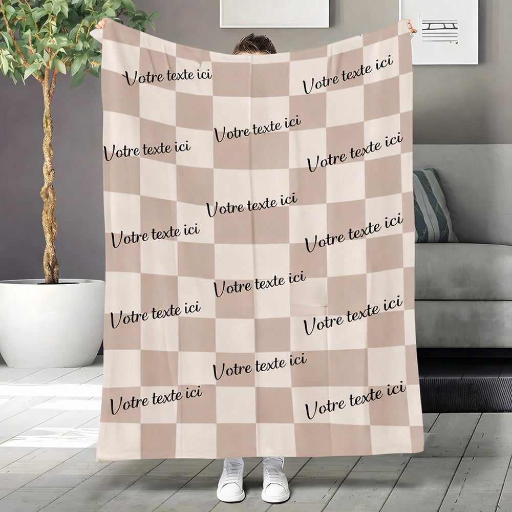 Plaid personnalisé à carreaux avec texte