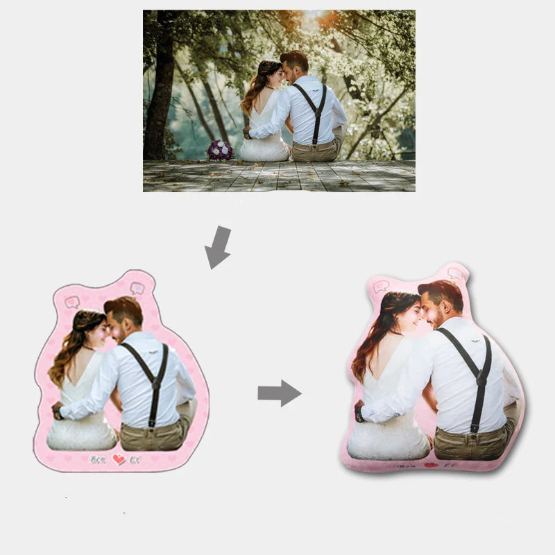 Coussin personnalisé découpé à la forme de votre photo