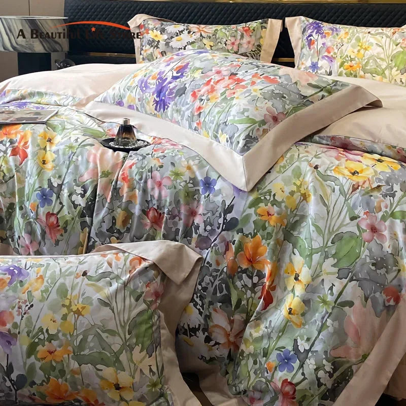 Parure de lit motif floral