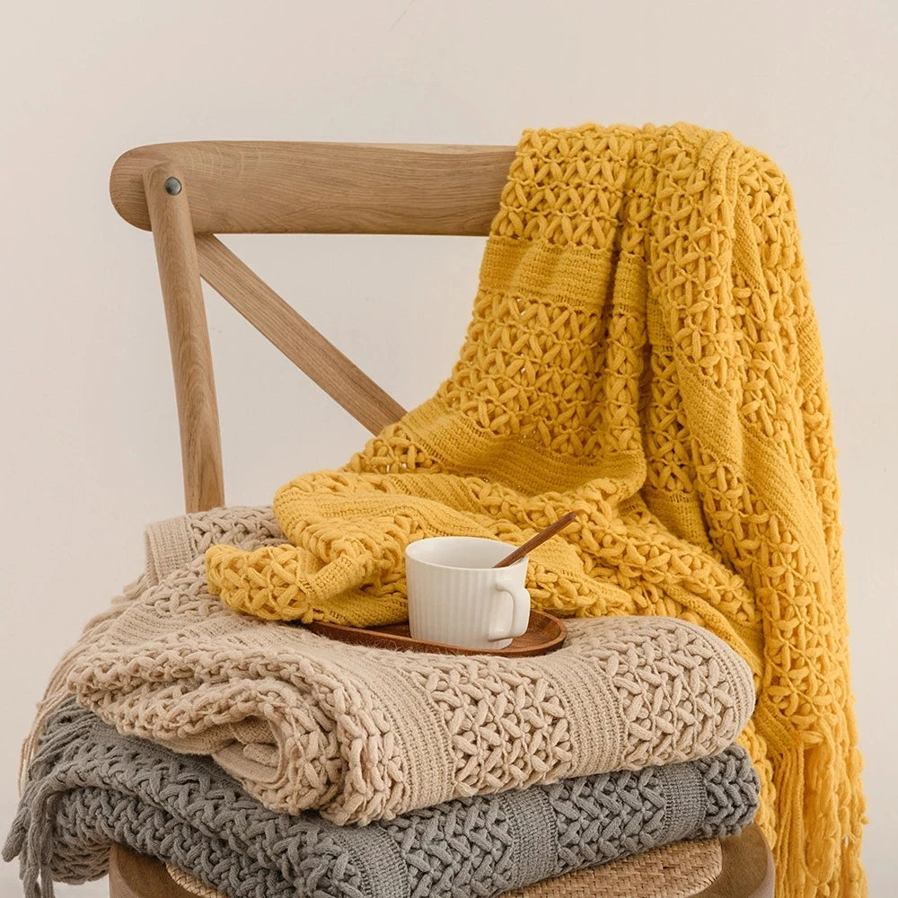 Plaid crochet bohème avec franges élégantes