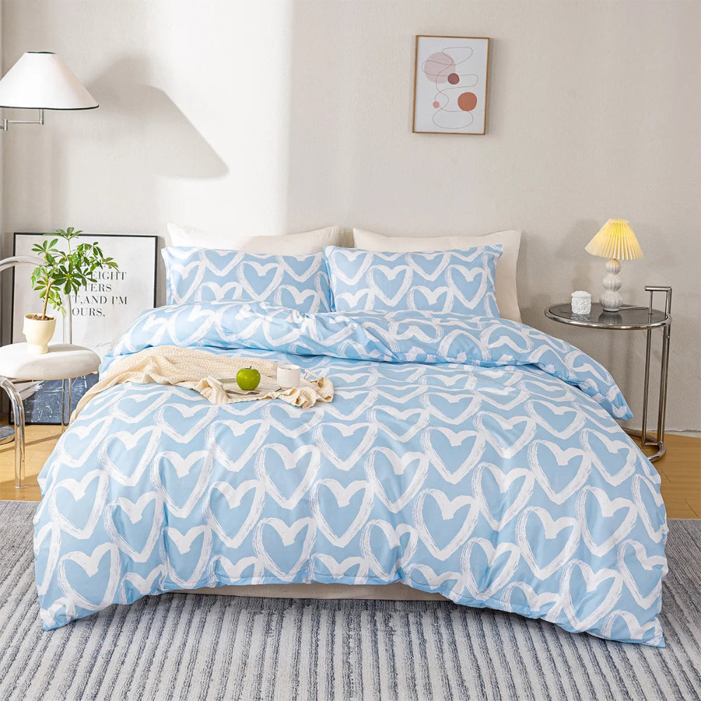 Parure de lit cœur au design sobre et épuré