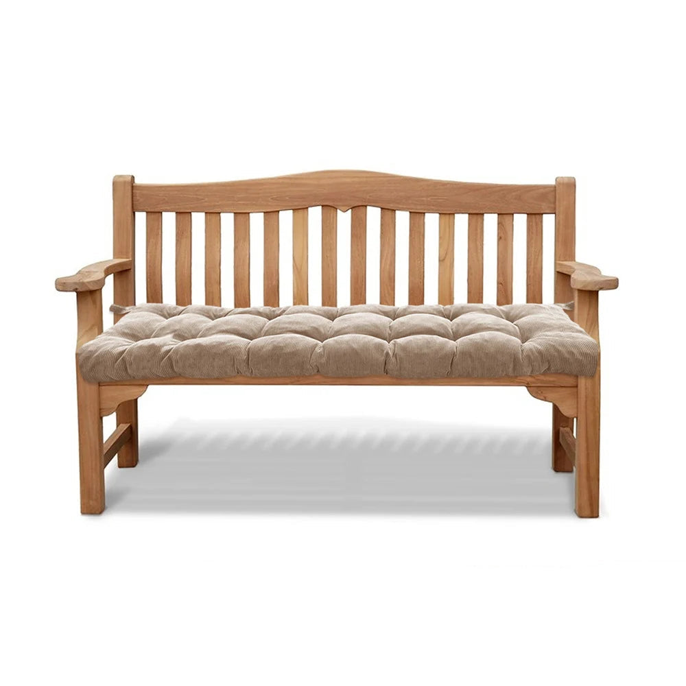 Coussin banc en velours côtelé capitonné, vue en situation dans un intérieur chaleureux