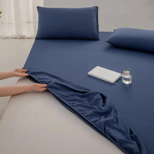 Drap-housse en coton couleur bleu foncé