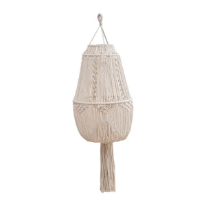 Abat-jour macramé bohème suspension luminaire fond blanc