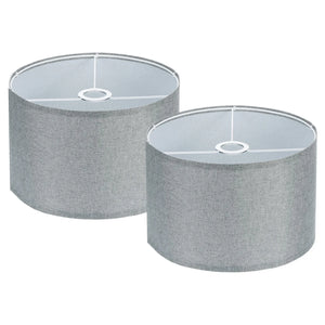 Lot de 2 abat-jours cylindriques en lin 30cm coloris gris vue produit