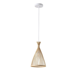 Suspension bambou conique base blanche