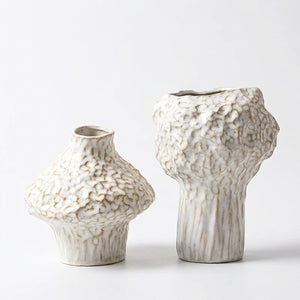 Vase céramique wabi sabi blanc texturé fleurs séchées modèles Rond et Haut
