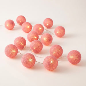 Guirlande boules de coton Rose chaud LED