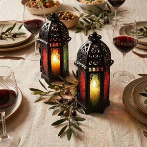 Duo de lanternes marocaines en centre de table - dîner aux accents orientaux