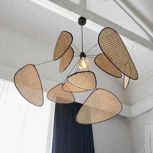 Lustre rotin suspension bohème vue 0