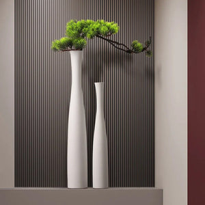 Vases soliflores boho céramique avec branches de pin blanc