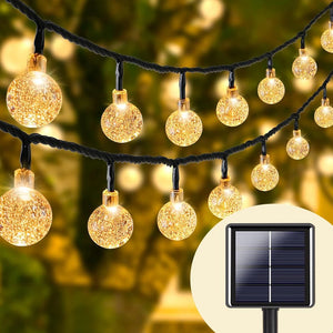 Guirlande solaire LED boules cristal 5M 20 lumières vue générale