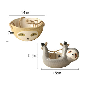 Pot suspendu céramique animaux vue détail