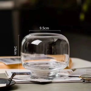 Vase bulle transparent taille S - 9.5cm × 14cm - vue avec dimensions