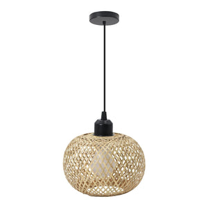 Suspension boule bambou design bohème fixation plafond