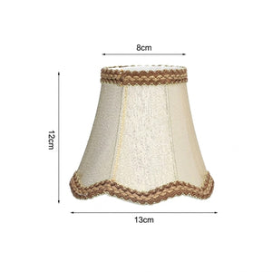 Dimensions abat-jour E14 tissu : hauteur 12 cm, diamètre 8 et 13 cm