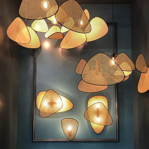 Lustre rotin suspension bohème vue 1