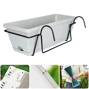 Jardinière de balcon suspendue avec plateau amovible et support - vue 1