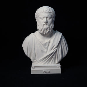 Vue de face du buste de Platon blanc sculpture impression 3D