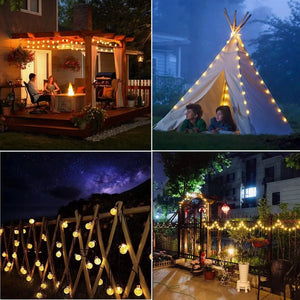 Guirlande solaire LED extérieur imperméable boules cristal