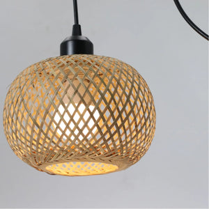 Suspension boule bambou vue ensemble pièce à vivre