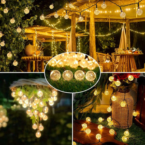 Guirlande LED solaire boules cristal jardin décoration