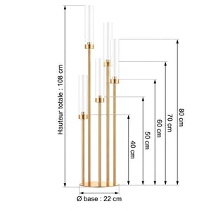 Dimensions candélabre doré - hauteur totale 108cm, bras de 40 à 80cm