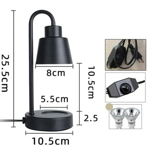 Schéma des dimensions de la lampe chauffe-bougie avec variateur et ampoules fournies