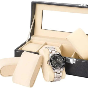 Coffret à montres 6 emplacements cuir noir vue 4