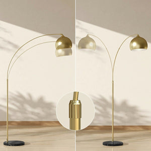 Détail mécanisme réglable du lampadaire arc doré deux positions