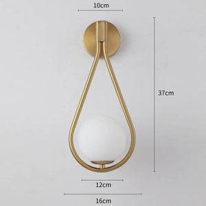 Schéma des dimensions de l'applique murale boule de verre en cm