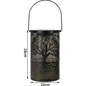 Dimensions de la lanterne solaire arbre de vie 18 cm de hauteur et 10 cm de diamètre