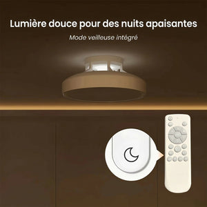 Comparatif lumière principale et veilleuse du plafonnier LED blanc sans pale